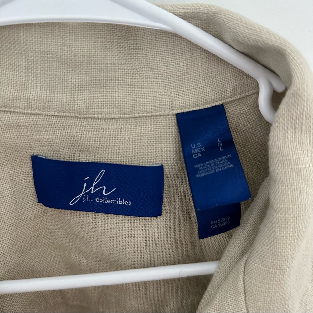 JH Collectibles Neutral Beige Linen Button-Front Shirt - Picture 5 of 10